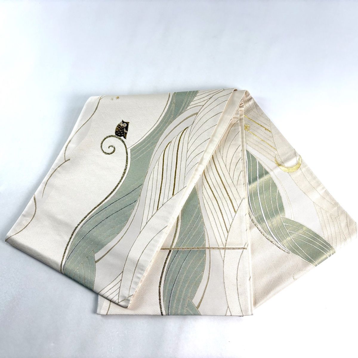 正絹 袋帯 太鼓柄 誉田屋源兵衛 純金 月と大波 極上 逸品 未使用品 袋帯 逸品 落款 誉田屋源兵衛 波頭 月 金糸 箔 金色 お太鼓柄 正絹 【】