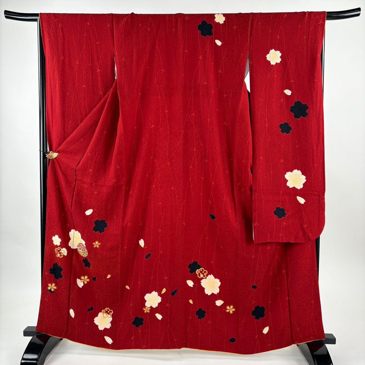 美品】 振袖 身丈163cm 裄丈67cm M 袷 袋帯フルセット 手鞠 桜 金糸