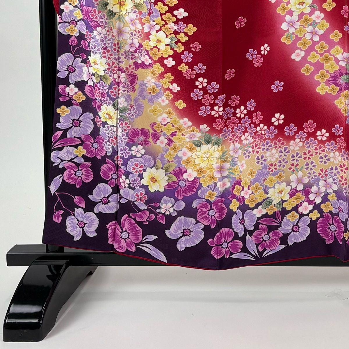 美品】 振袖 身丈159cm 裄丈65.5cm M 袷 袋帯フルセット 草花 箔 金彩 