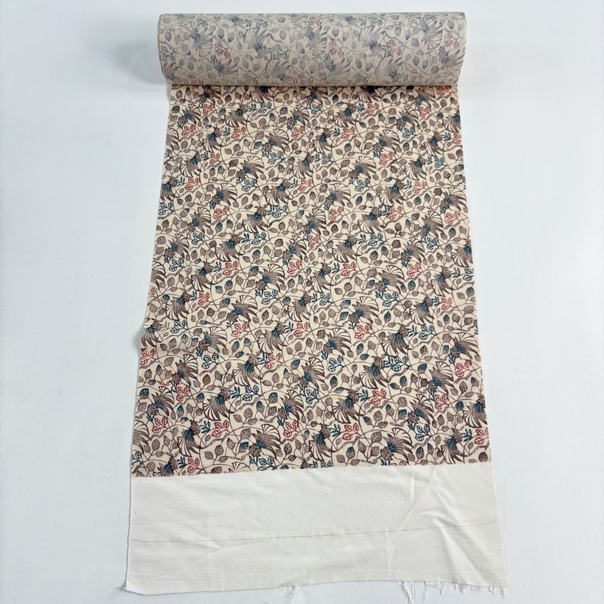 反物 秀品 小紋 花唐草 ベージュ 正絹