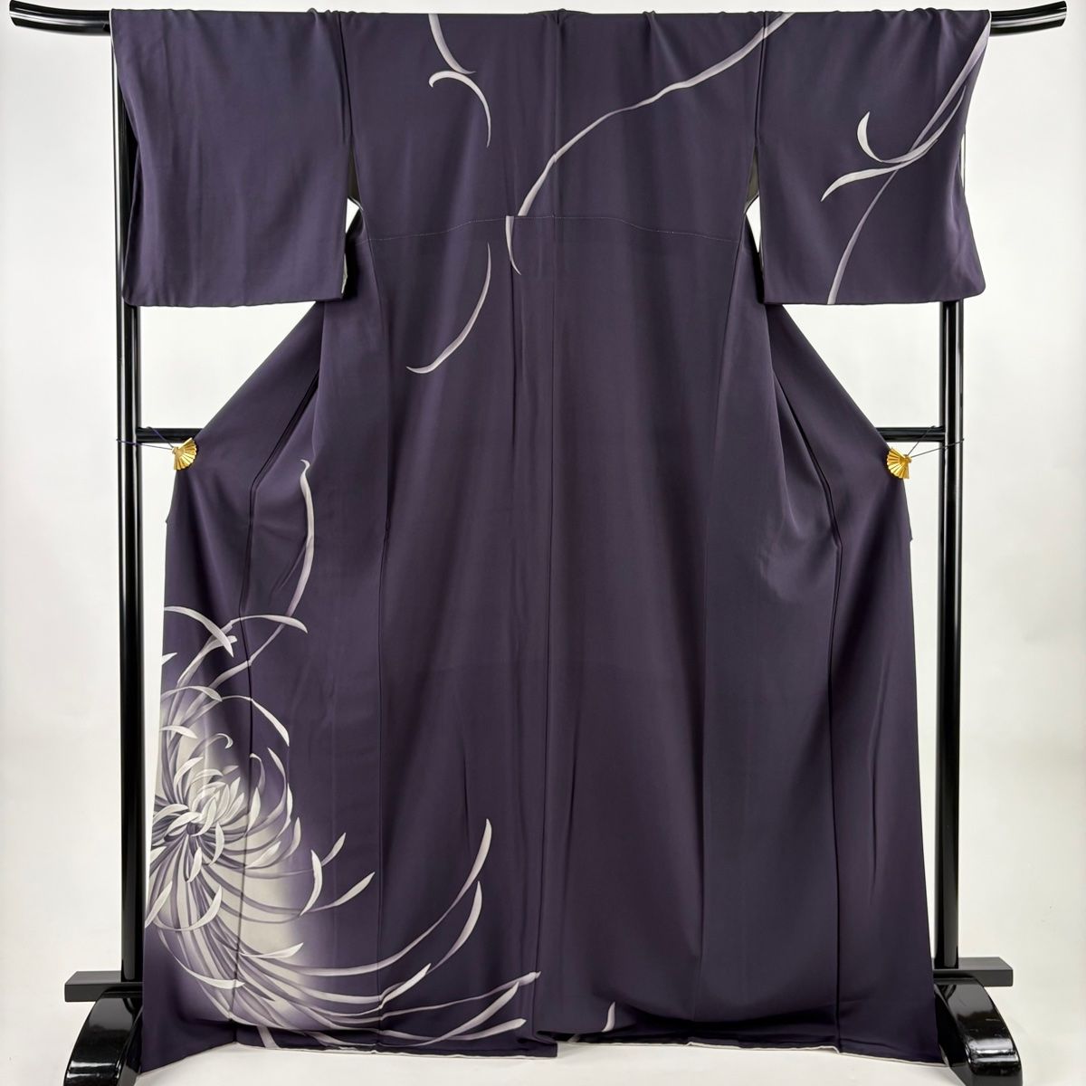 訪問着 身丈172cm 裄丈71cm 正絹 逸品 【中古】 訪問着 身丈172.5cm 裄丈71cm L 袷 やまと 菊 ぼかし 紫 正絹 逸品