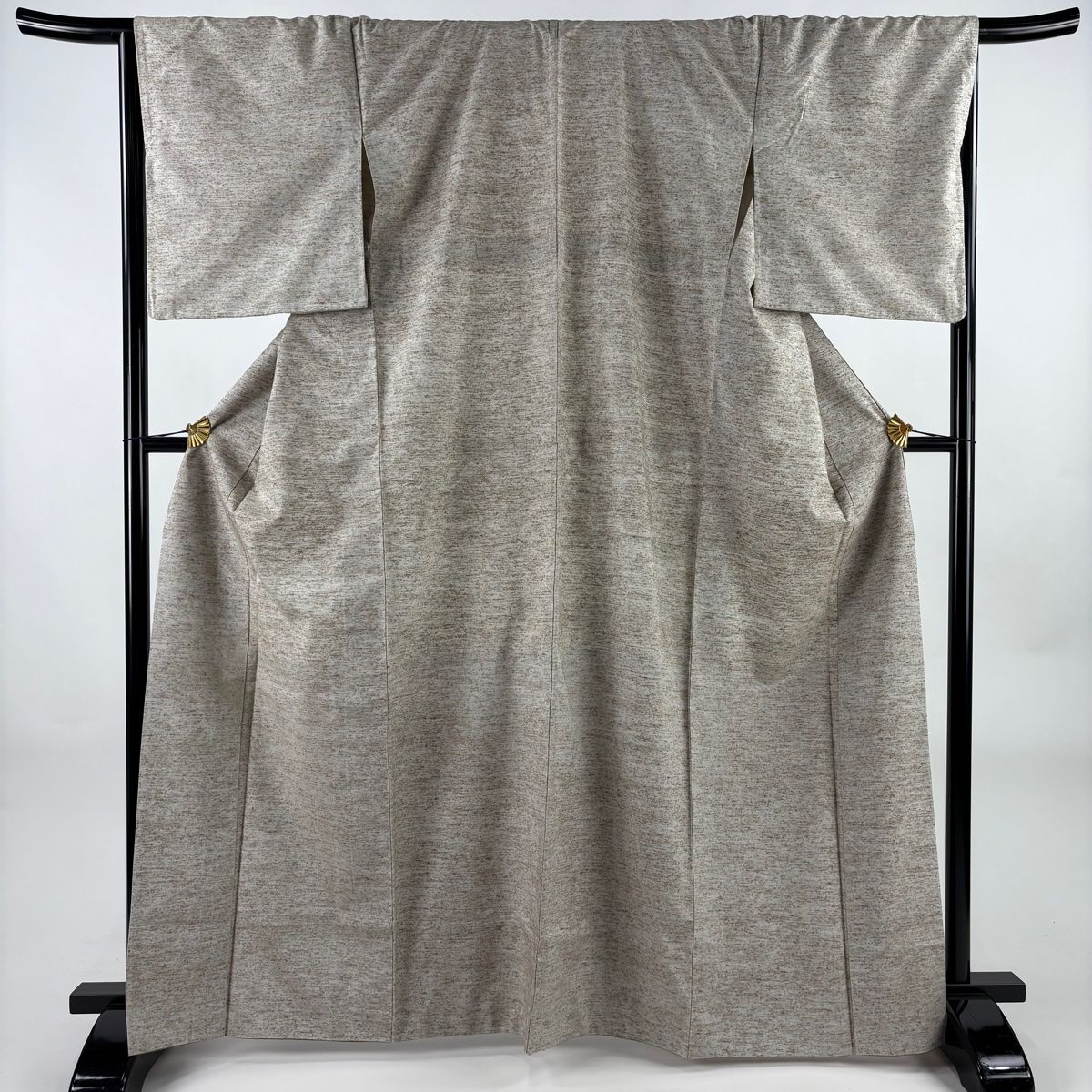 紬 身丈166 cm 裄丈69 L 袷 ぜんまい綿織紬 灰茶 正絹