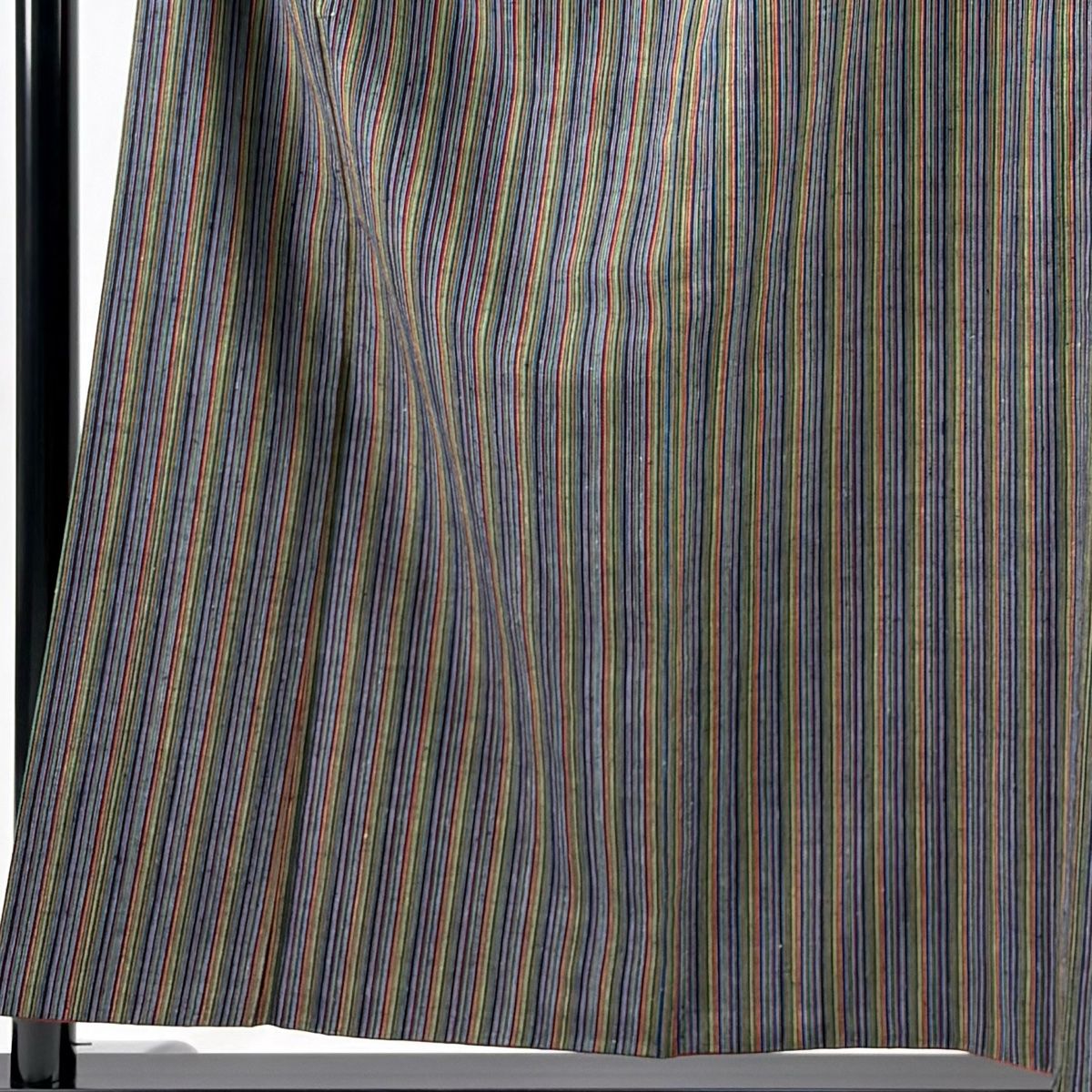 結城紬 身丈157 5 cm 裄丈66 M 袷 本場結城紬 奥順 証紙 縞 青灰色 正絹