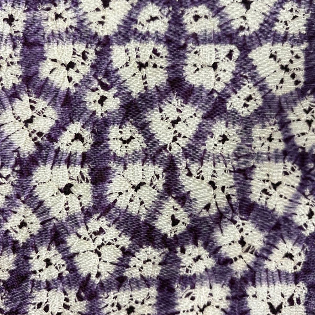 小紋 身丈163.5cm 裄丈65cm M 袷 紬地 紫根染め 幾何学 絞り 紫 正絹