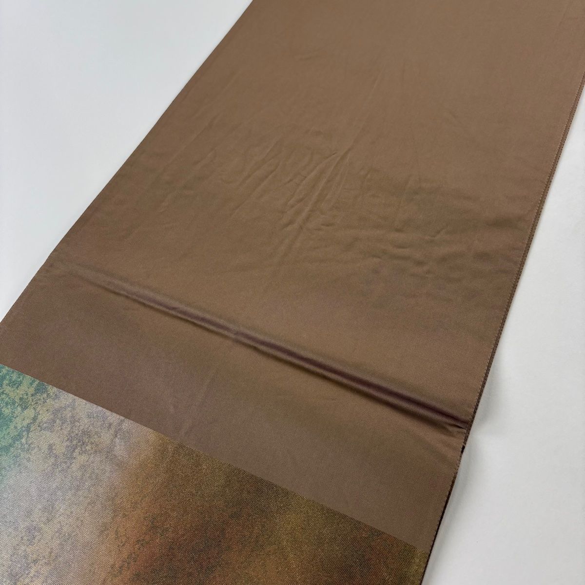 茶色の絹製袋帯 美品】 袋帯 秀品 華文 蜀江文 螺鈿 箔 焦茶色 お太鼓柄 正絹 【中古