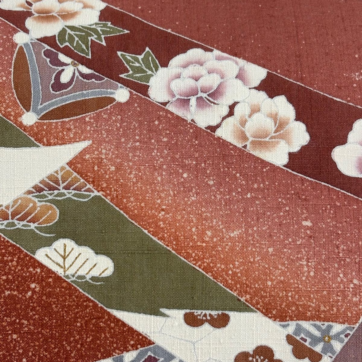 美品】 袋帯 秀品 落款 証紙 紬地 熨斗 松竹梅 金彩 ピンク お太鼓柄