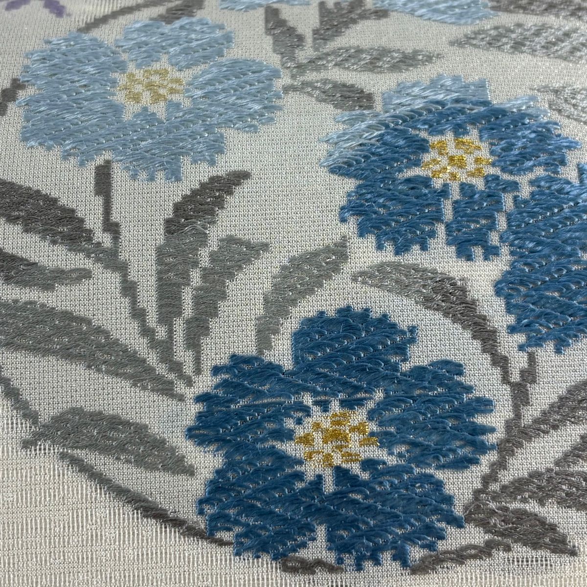 名古屋帯 秀品 夏帯 花丸文 金糸 銀通し 白 正絹