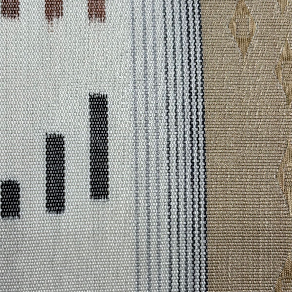 名古屋帯 秀品 松葉仕立て 八寸名古屋帯 縞 幾何学 ベージュ 正絹