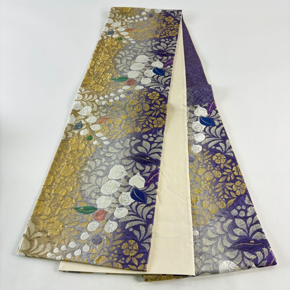 美品】 袋帯 秀品 辻が花柄 金銀糸 箔 紫 六通 正絹 【中古】 - メルカリ