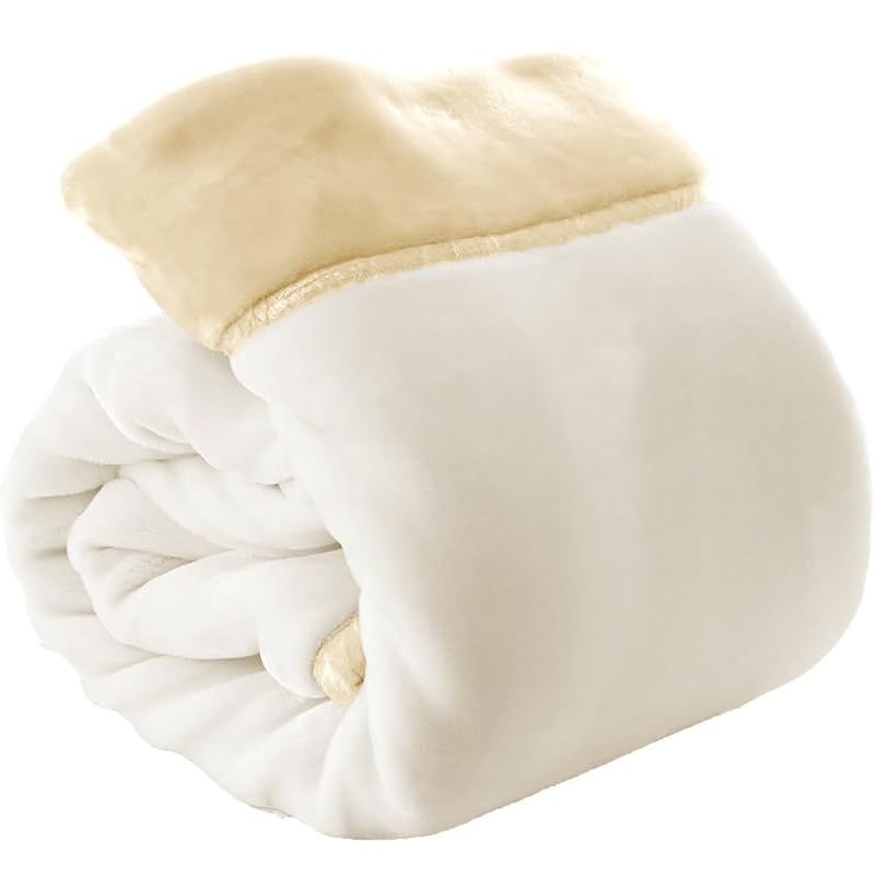 西川 毛布 冬用 厚手 ダブル インスタで紹介されました メガオーロラ毛布 ベージュ 洗える 合わせ 衿付き ふっくら ふんわり あったか チンチラヘム ブランケット 冬 重い 節電