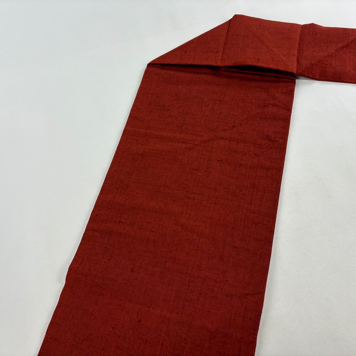 名古屋帯 秀品 紬地 華文 刺繍 相良刺繍 赤茶 正絹