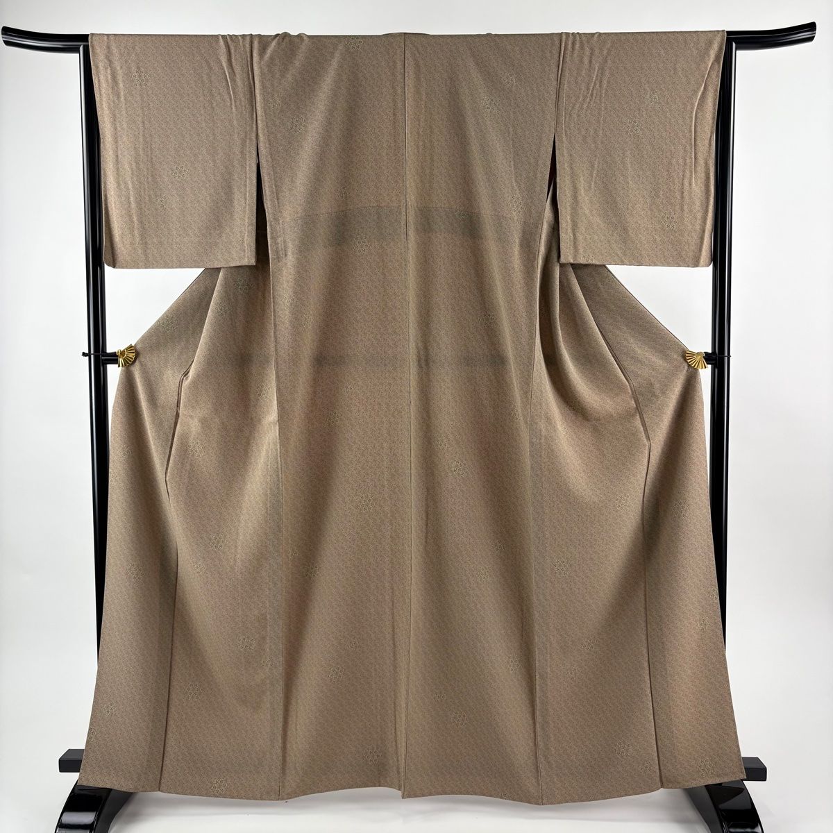 小紋 身丈163 cm 裄丈65 M 単衣 鈴乃屋 七宝 幾何学模様 灰色 正絹 秀品