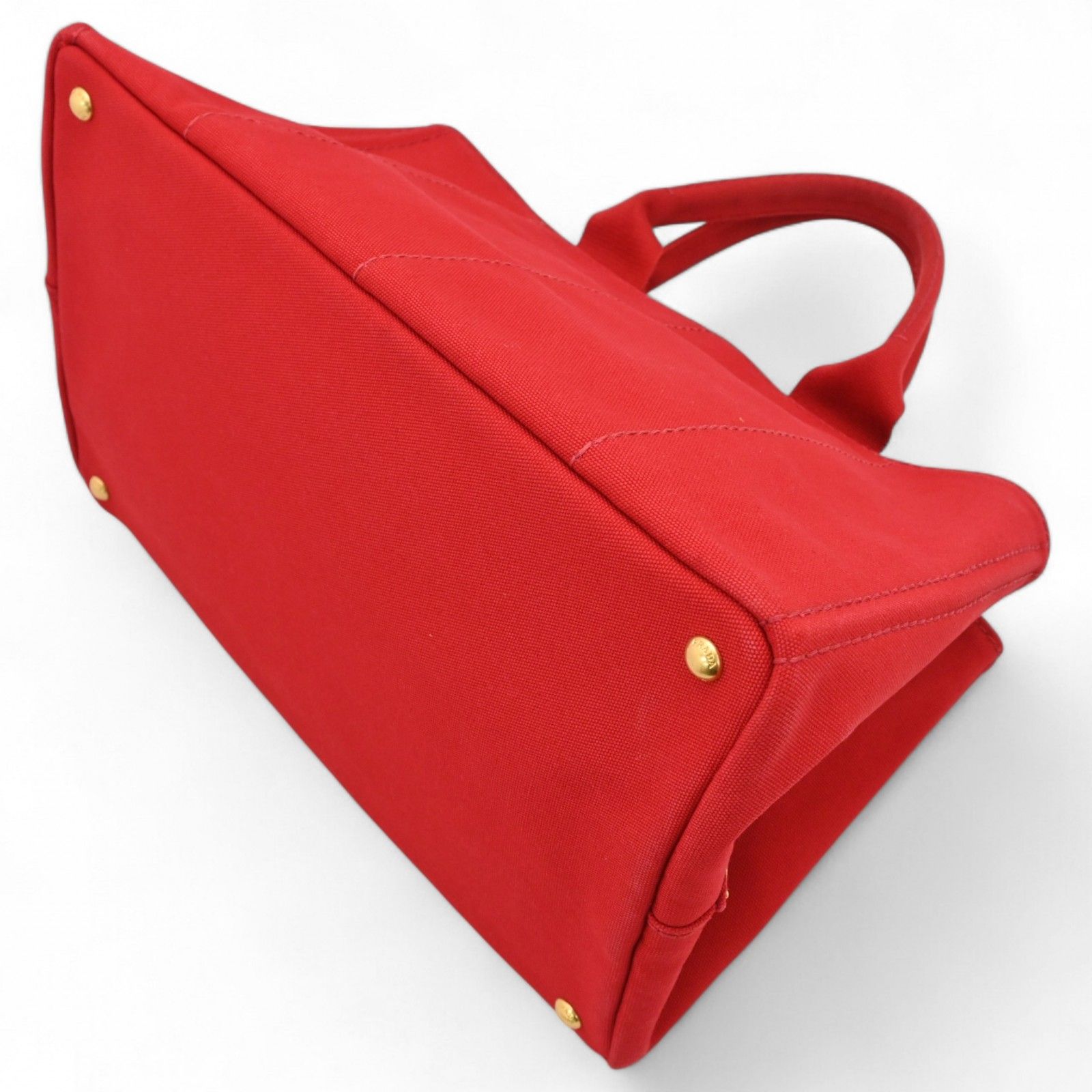 プラダ カナパ トートバッグ キャンバス レッド Aランク pr9946dd