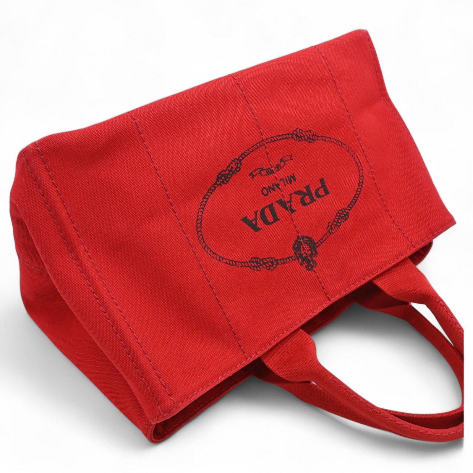 プラダ カナパ トートバッグ キャンバス レッド Aランク pr9946dd