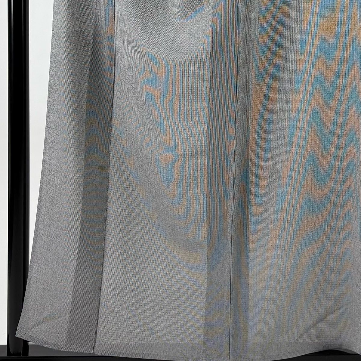 小紋 身丈156 cm 裄丈67 M 薄物 落款 縞 黒灰 正絹 秀品