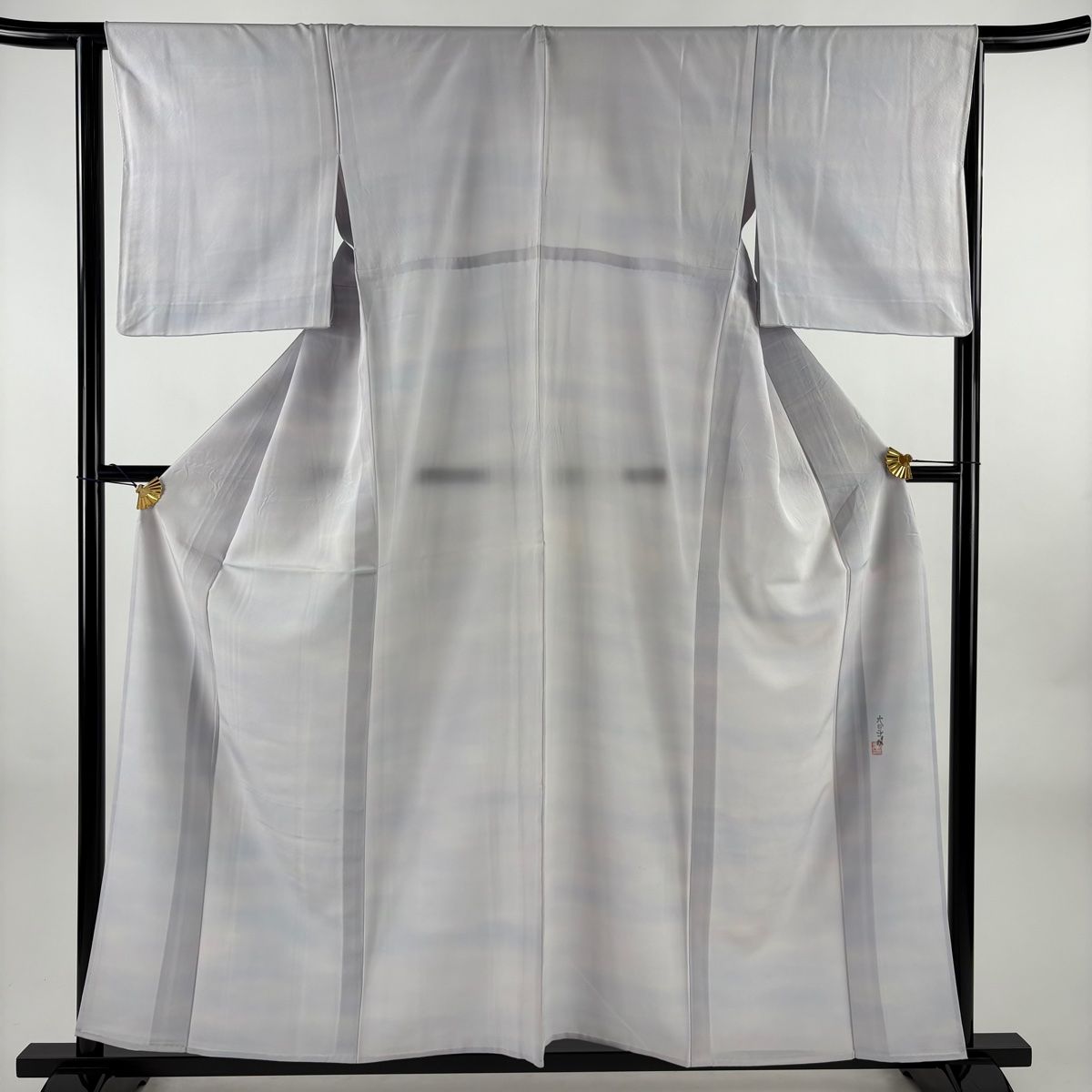 小紋 身丈158 cm 裄丈65 M 単衣 本郷大田子 落款 霞 ぼかし 灰紫 正絹 秀品