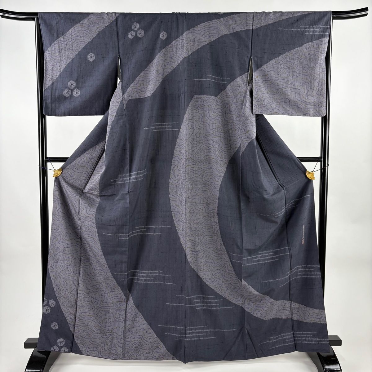 訪問着 身丈166cm 裄丈66.5cm M 袷 川村久太郎 紬地 落款 花 幾何学