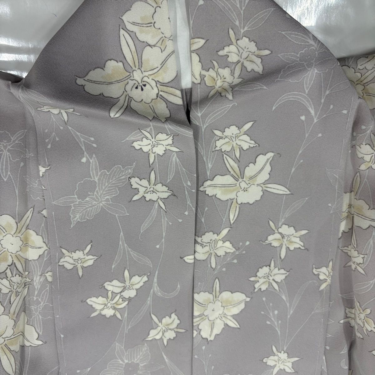  小紋 身丈162 cm 裄丈64 5 M 単衣 草花 薄紫 正絹 秀品 小紋 着物