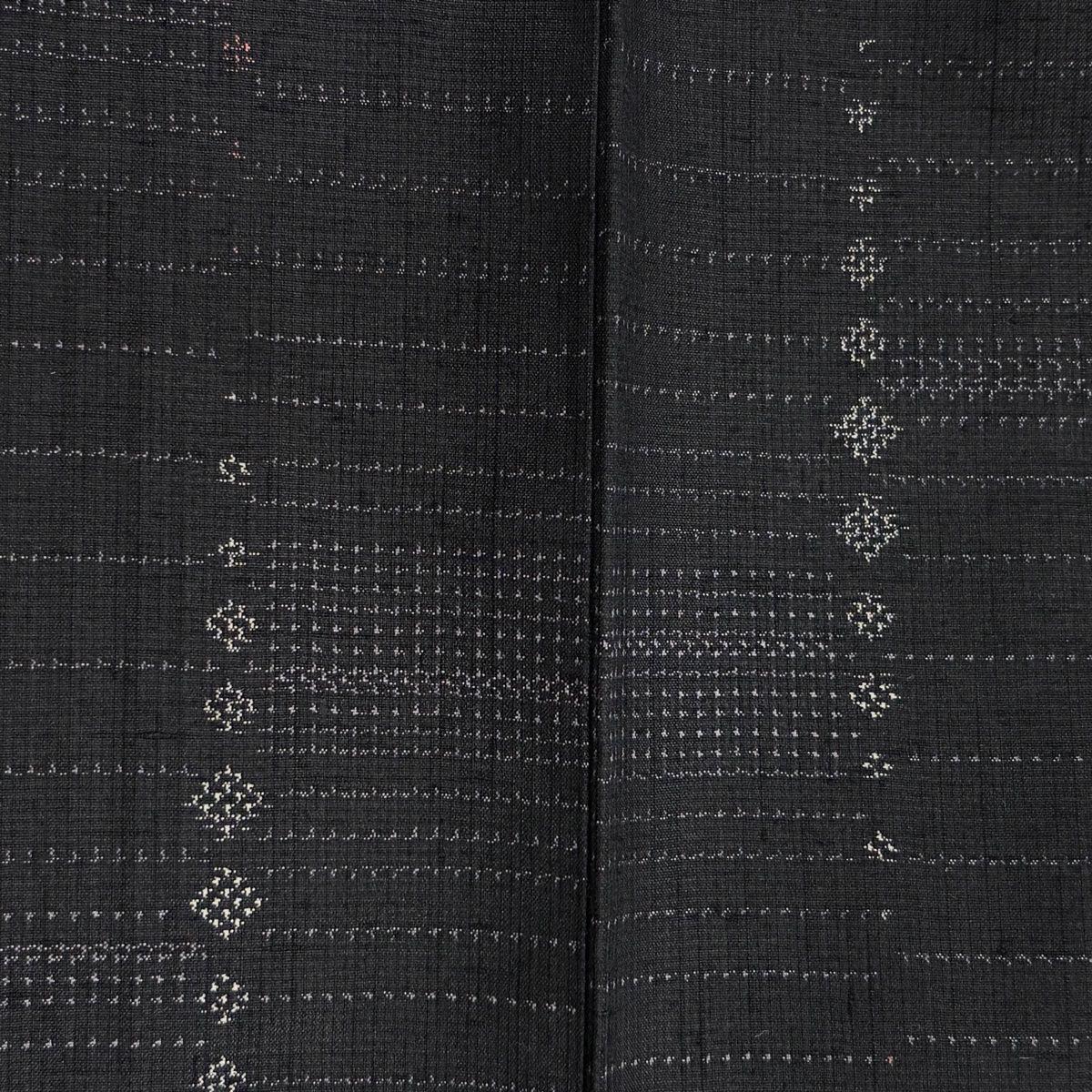 紬 身丈162 cm 裄丈64 M 袷 縞 菱 黒 正絹 秀品 紬 着物 着物 浴衣