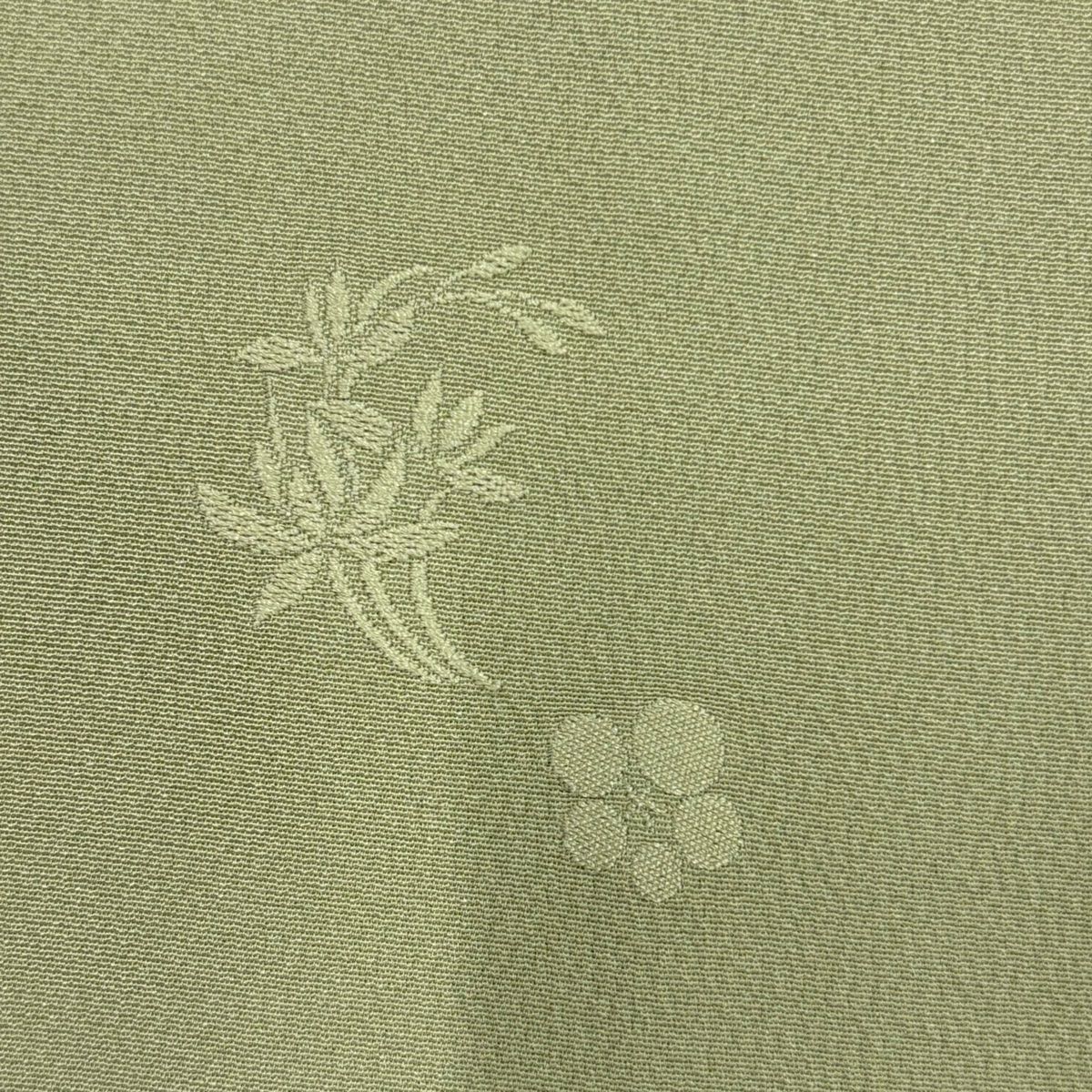 u*2様 LULU60 色無地 柿本市郎 丹後ちりめん 地紋 花 袷 黄緑 u*2様