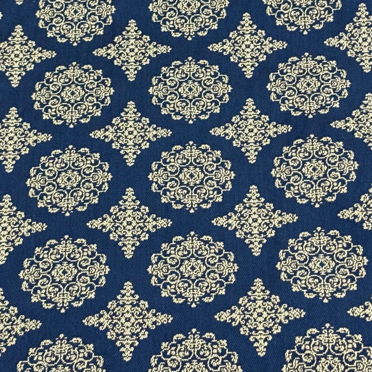 開き名古屋帯 龍村美術織物 華文 花唐草 紺色 正絹