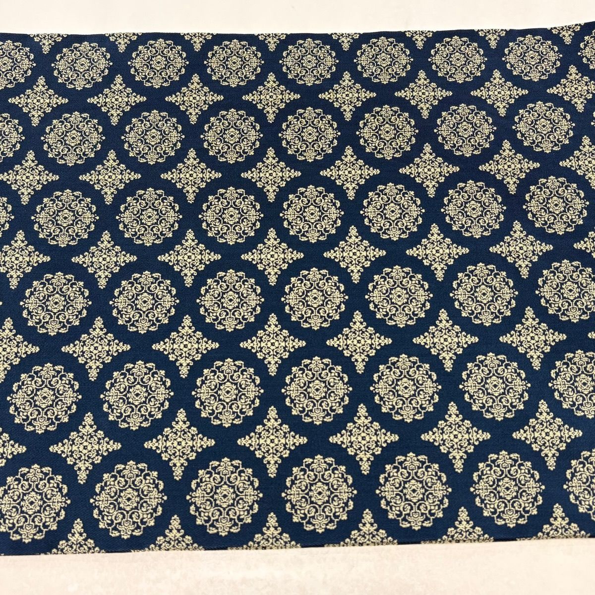  開き名古屋帯 龍村美術織物 華文 花唐草 紺色 正絹 名古屋帯 帯