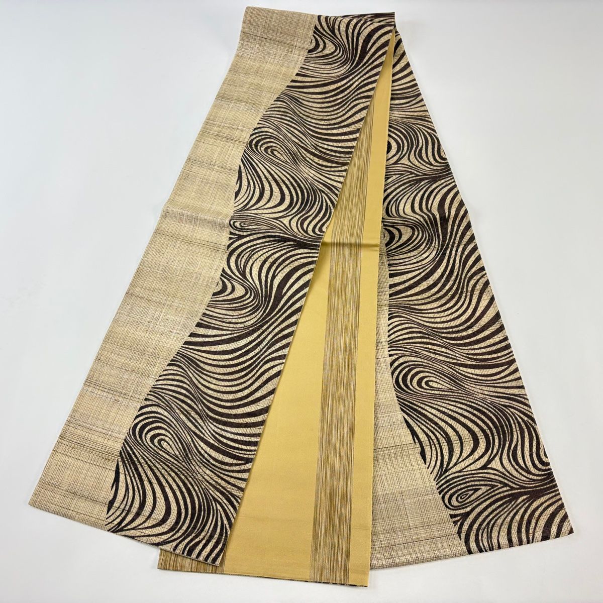 袋帯 名品 流水 金通し 柿渋染 ベージュ 全通 正絹 【中古】 - メルカリ