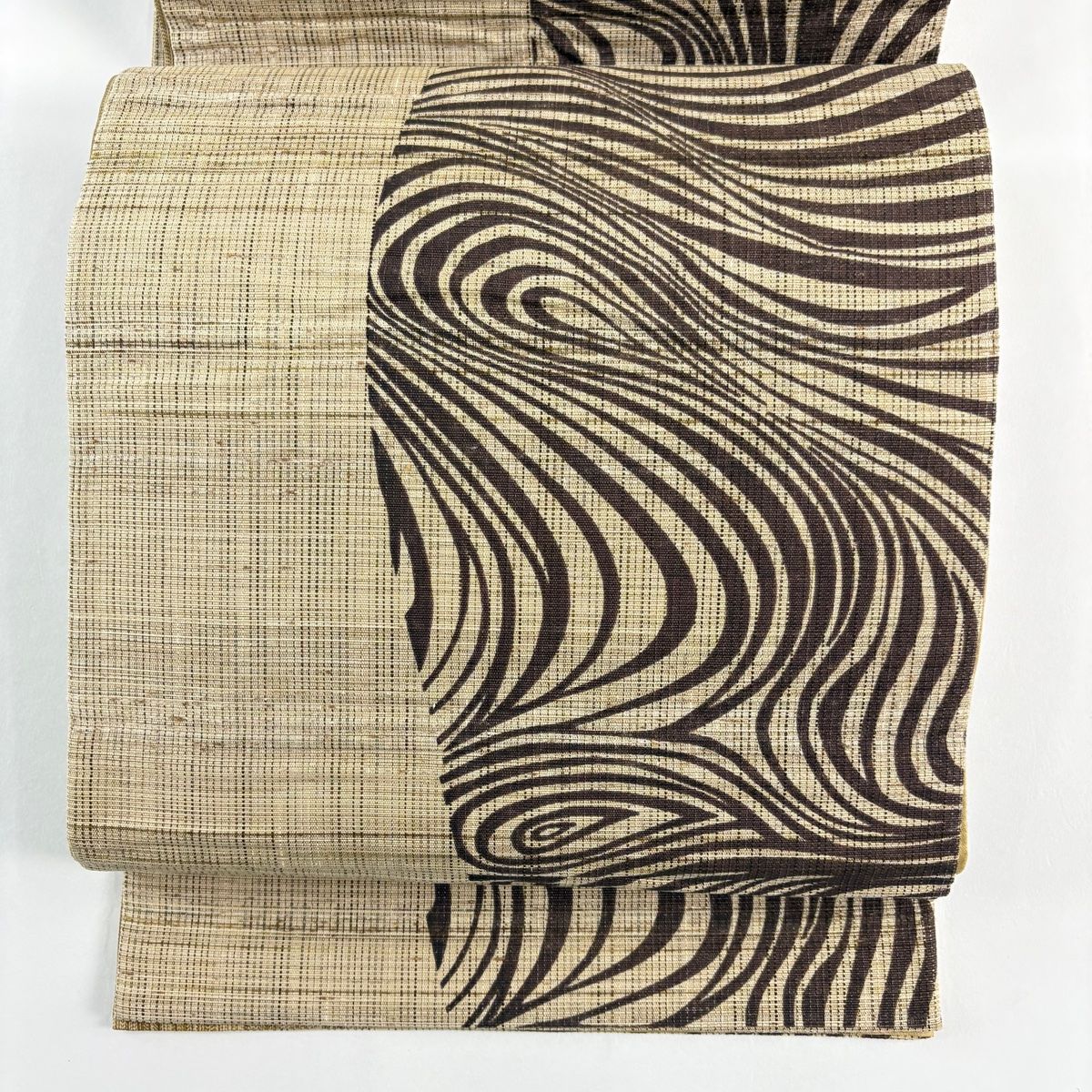 袋帯 名品 流水 金通し 柿渋染 ベージュ 全通 正絹 【中古】 - メルカリ