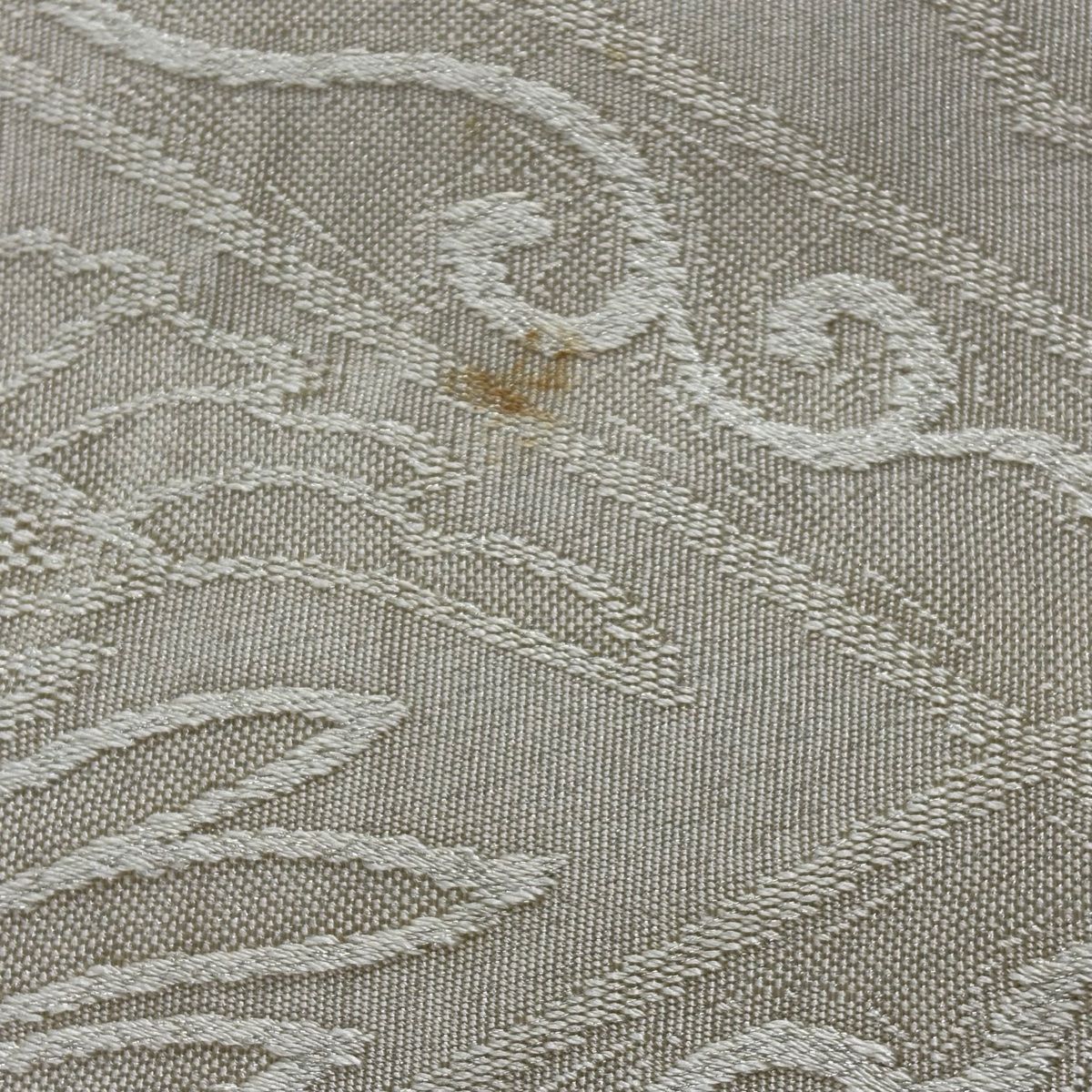  名古屋帯 松葉仕立て 八寸名古屋帯 共箱あり 鳳凰 草花 銀糸 刺繍 ベージュ 正絹 名古屋帯 帯