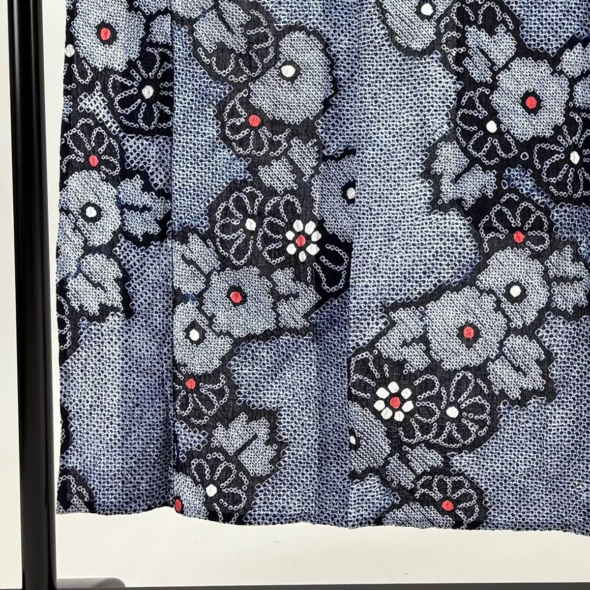 浴衣 身丈150.5 cm 裄丈63 S 絞り浴衣 菊 藍色 綿