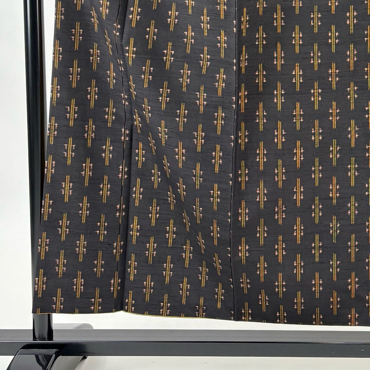 紬 身丈156.5 cm 裄丈65 M 袷 幾何学 墨色 正絹