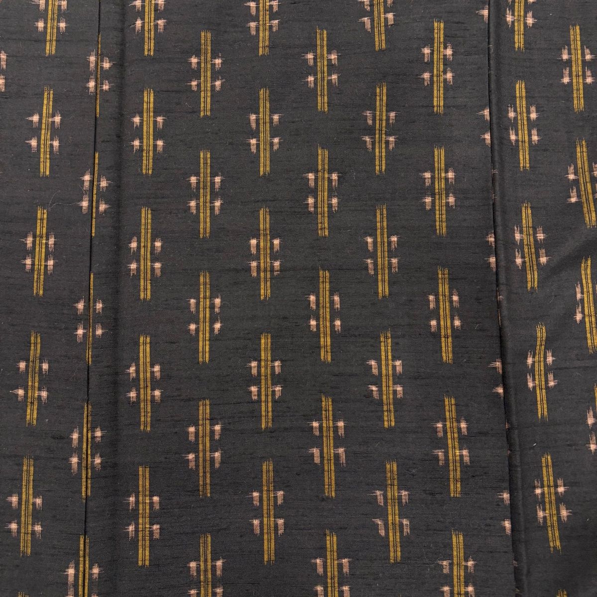  紬 身丈156 5 cm 裄丈65 M 袷 幾何学 墨色 正絹 紬 着物