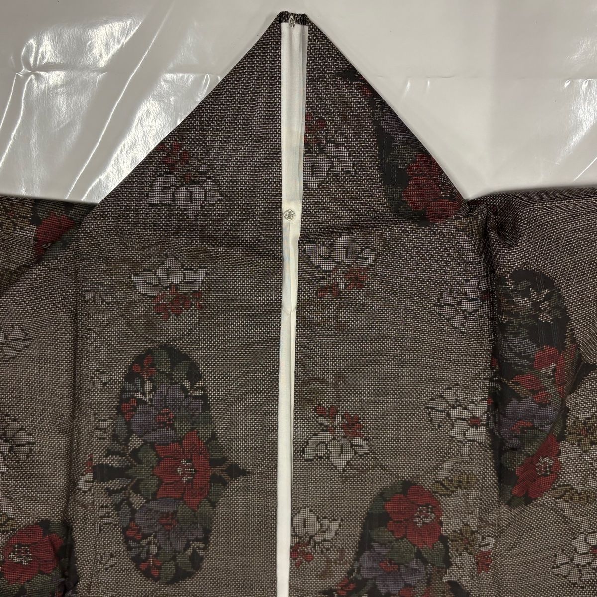  大島紬 身丈163 cm 裄丈65.5 M 袷 純泥染 証紙 草花 焦茶色 正絹 紬 着物