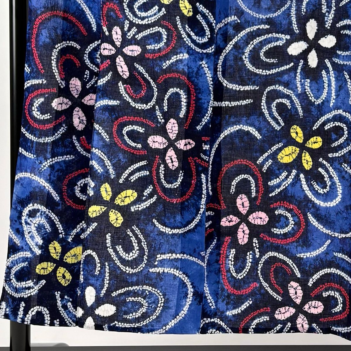 浴衣 身丈155 cm 裄丈64.5 M 絞り浴衣 花 青 綿