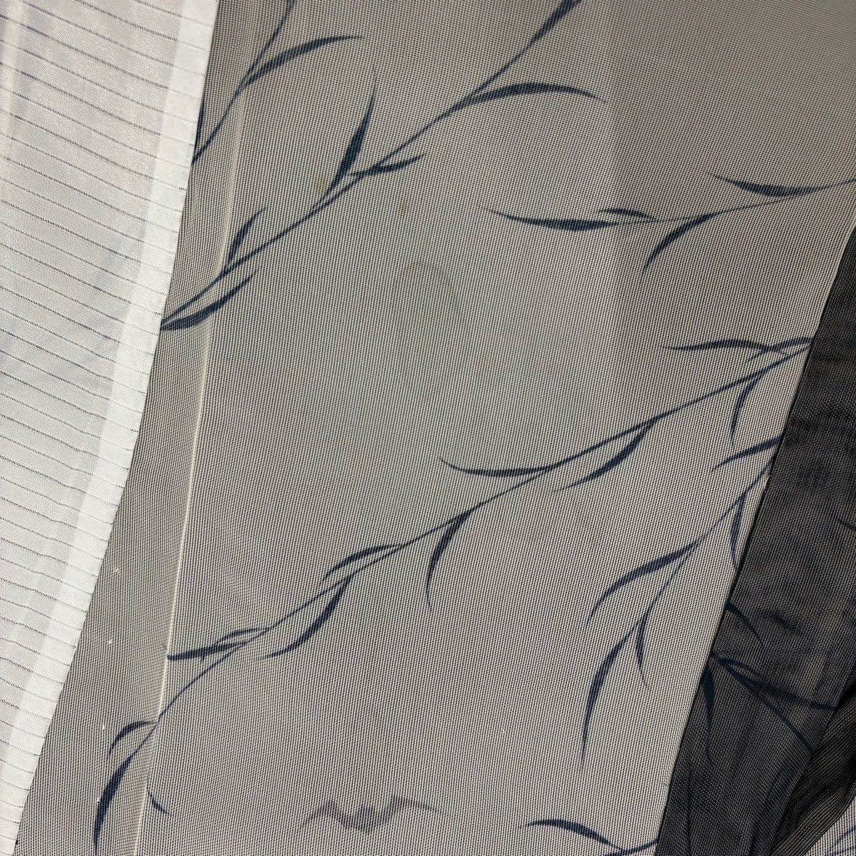  小紋 身丈161 cm 裄丈62.5 S 紗袷 葉 コウモリ 紺色 正絹 小紋 着物