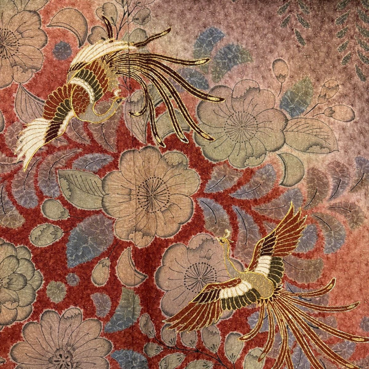  訪問着 身丈159 cm 裄丈64 5 M 袷 鳳凰 辻が花柄 金通し 金糸 赤茶 正絹 訪問着 付け下げ 着物
