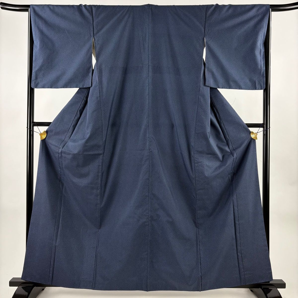 小紋 身丈162.5 cm 裄丈66.5 M 袷 大島紬地 証紙 あられ 藍色 正絹