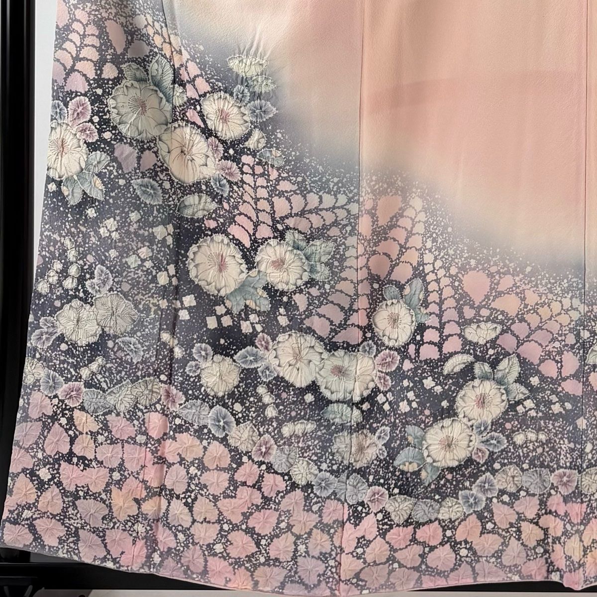 訪問着 身丈160 cm 裄丈63.5 S 袷 翠山工房 落款 辻が花 ぼかし ピンク 正絹 一つ紋