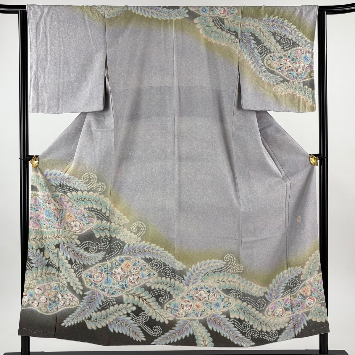 訪問着 身丈154 cm 裄丈63.5 S 袷 翠山工房 落款 辻が花 染め分け ぼかし 薄紫 正絹 名品