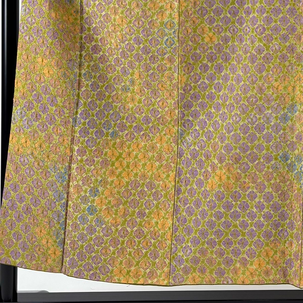 小紋 身丈154.5 cm 裄丈65 M 袷 幾何学 絞り 抹茶色 正絹