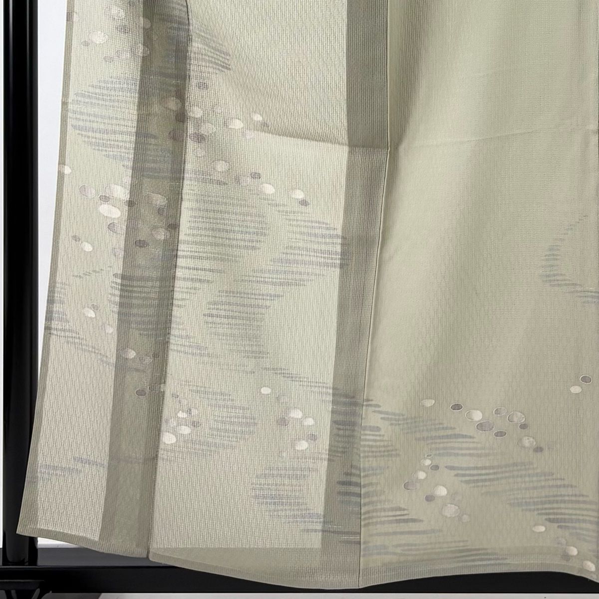 付下げ 身丈160 cm 裄丈64 M 薄物 流水 銀彩 灰緑 正絹 一つ紋
