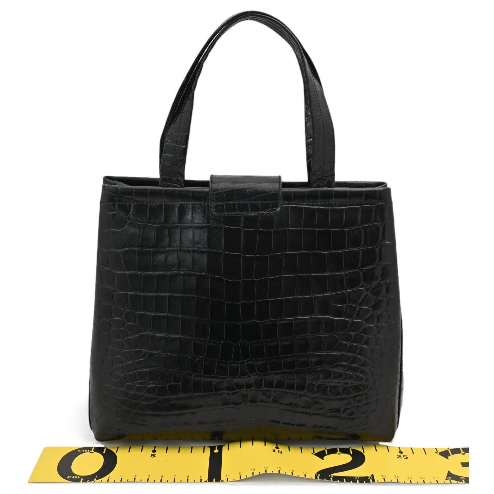 フェラガモ ヴァラ ハンドバッグ クロコ型押し レザー ブラック