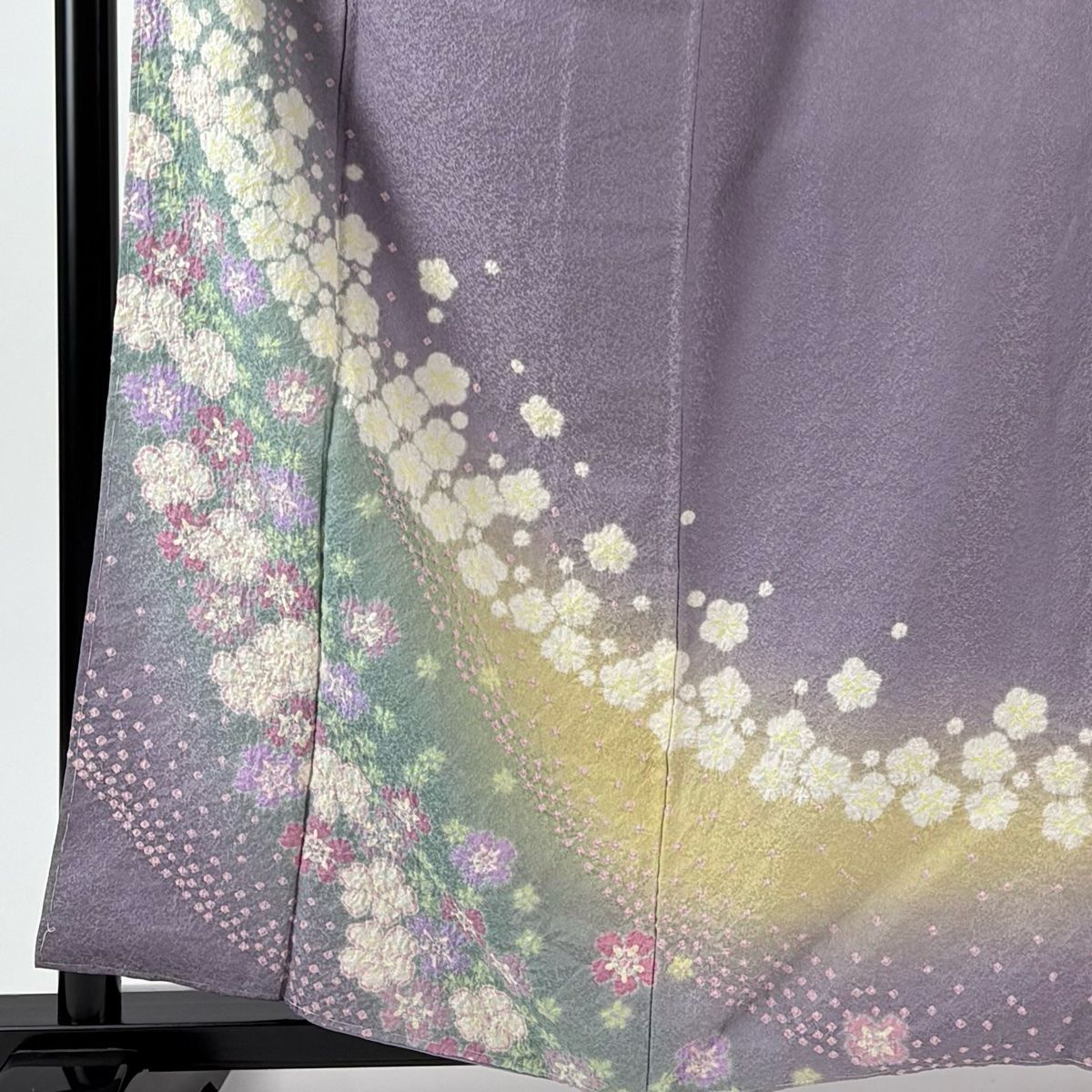訪問着 身丈161 cm 裄丈66 M 袷 梅 花 銀通し 絞り 薄紫 正絹