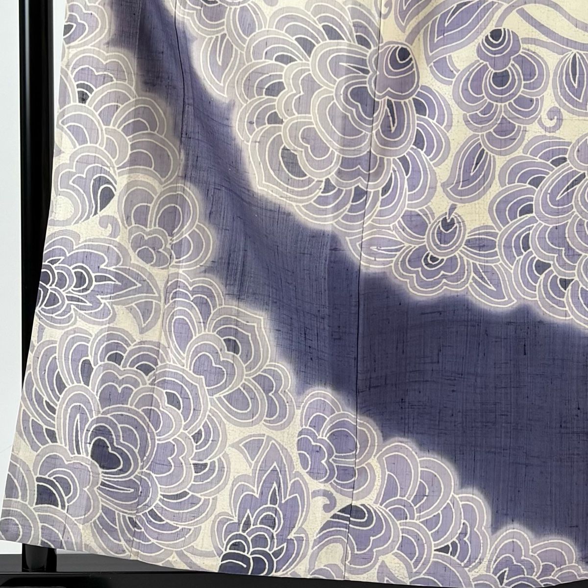 訪問着 身丈158.5 cm 裄丈64 M 単衣 紬地 花唐草 染め分け ぼかし 紫 正絹