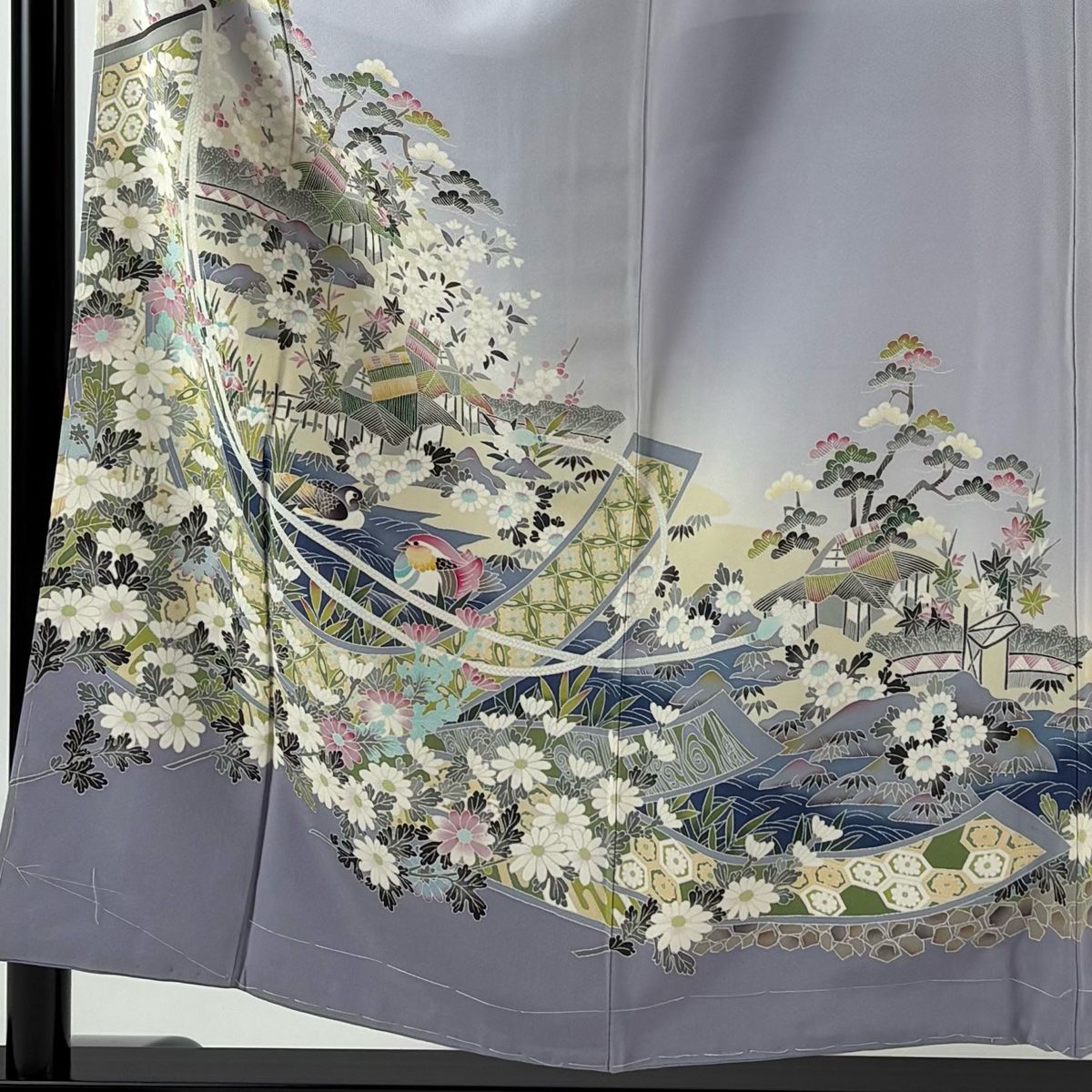 色留袖 身丈155 cm 裄丈65.5 M 袷 池田裕 加賀友禅 落款 几帳 茶屋辻 薄紫 正絹 一つ紋