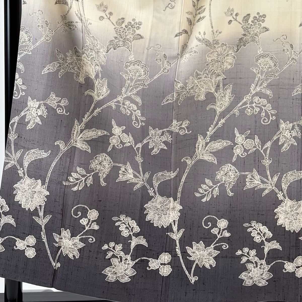 訪問着 身丈158 cm 裄丈64 M 袷 紬地 花唐草 染め分け ぼかし ベージュ 正絹