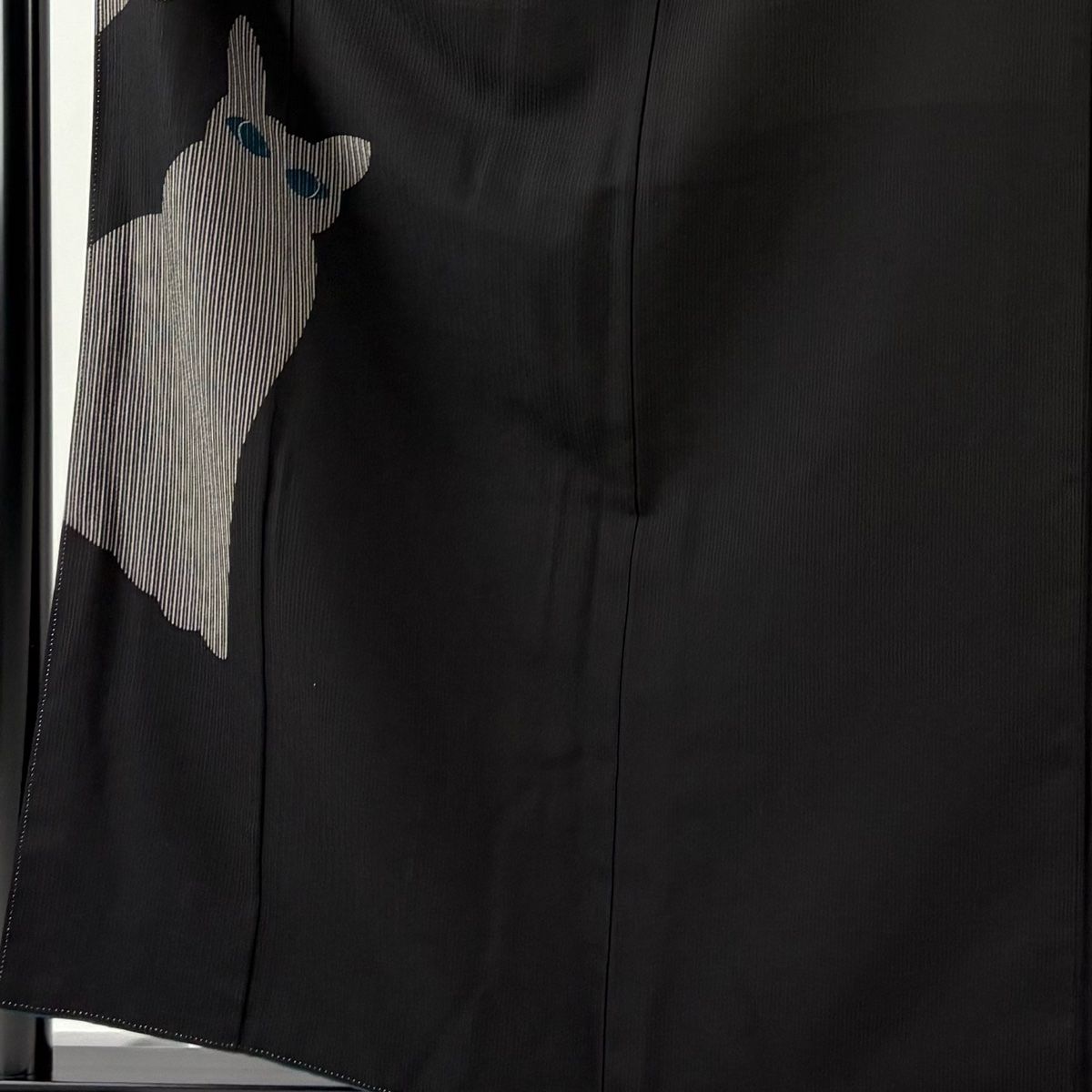 付下げ 身丈159 cm 裄丈63 S 袷 猫 地紋 黒 正絹