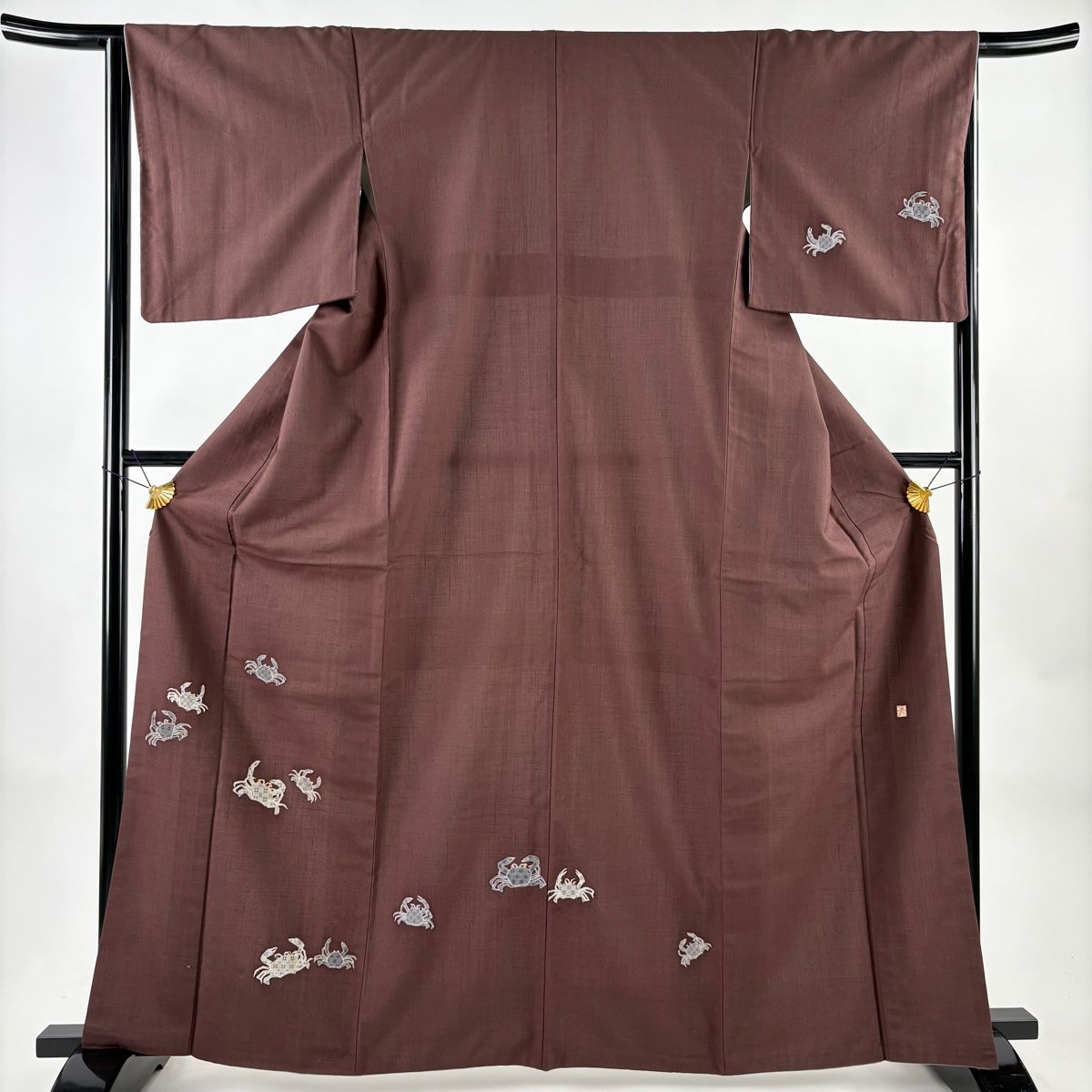 付下げ 身丈163.5 cm 裄丈65 M 袷 落款 かに 焦茶色 正絹