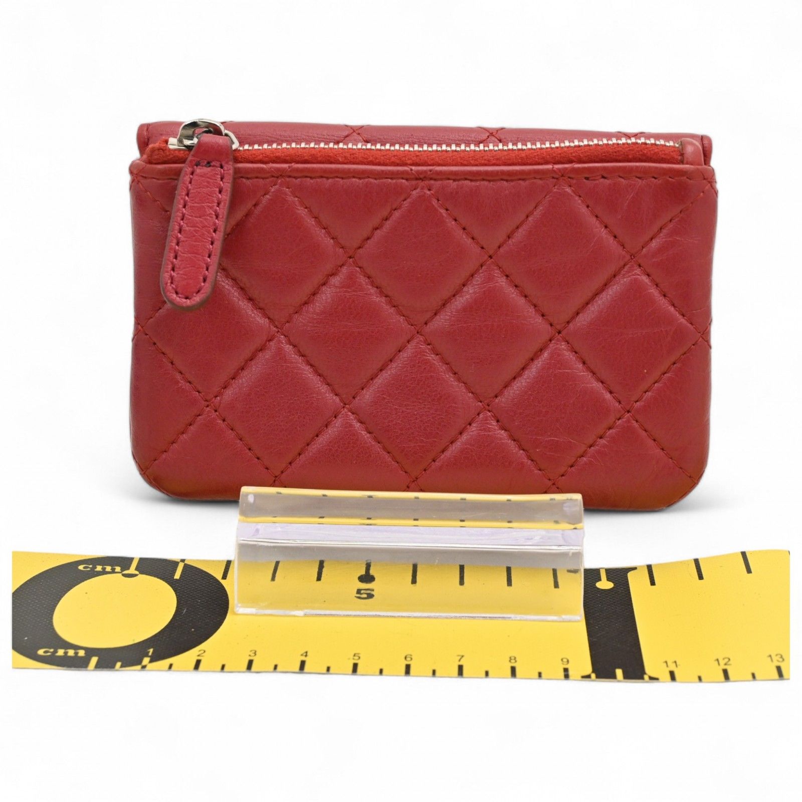 シャネル マトラッセ ココマーク コインケース 財布 レッド Bランク