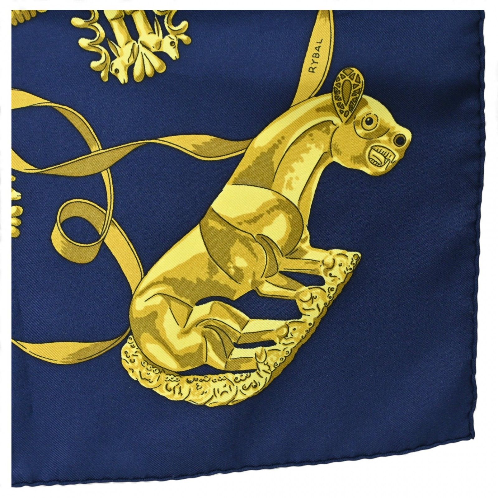 エルメス カレ90 スカーフ LES CAVALIERS D'OR 黄金の騎士 Aランク